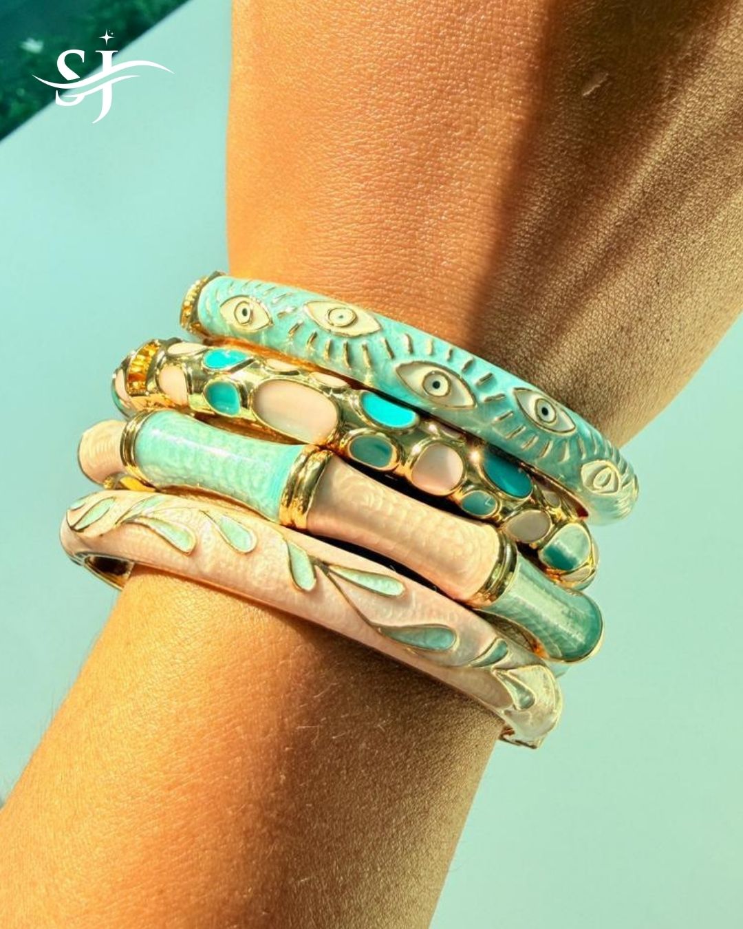 Pastel Enamel Bangle Set for Women