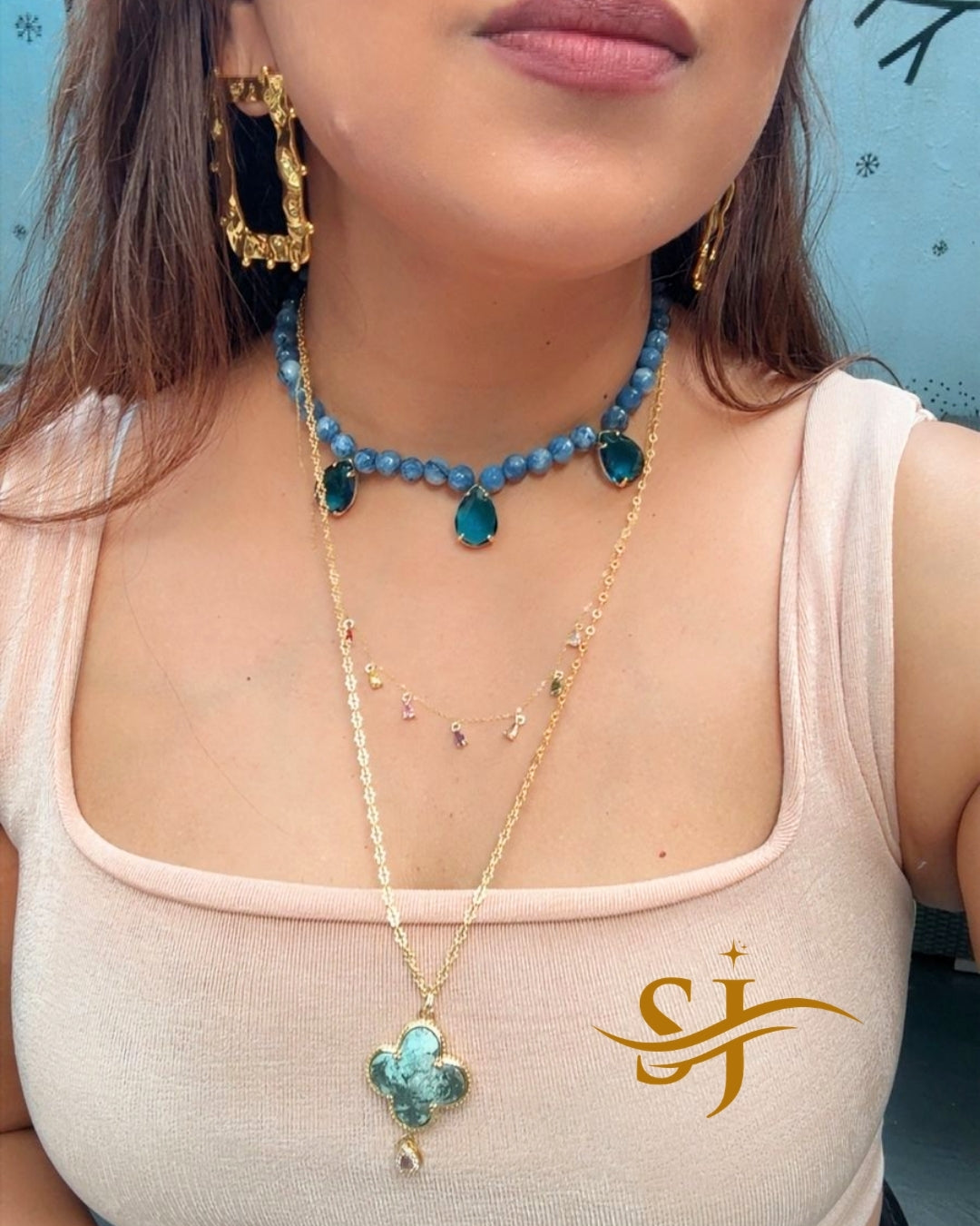 Turquoise Drop Layered Necklace