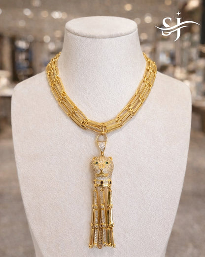 Panther Tassel Choker Necklace