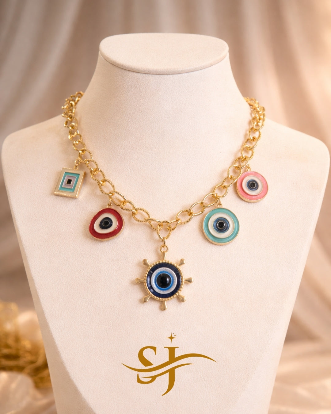 Evil Eye Charm Statement Necklace