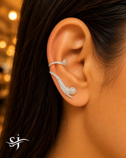 Panther Luxe Ear Cuff – Crystal Statement Ear Wrap (Gold & Silver)