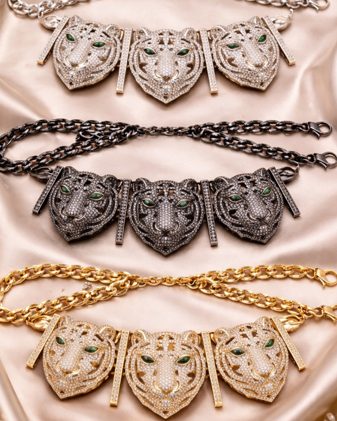 Royal Triple Tiger Silver Choker – Sabyasachi-Inspired Premium Jewellery