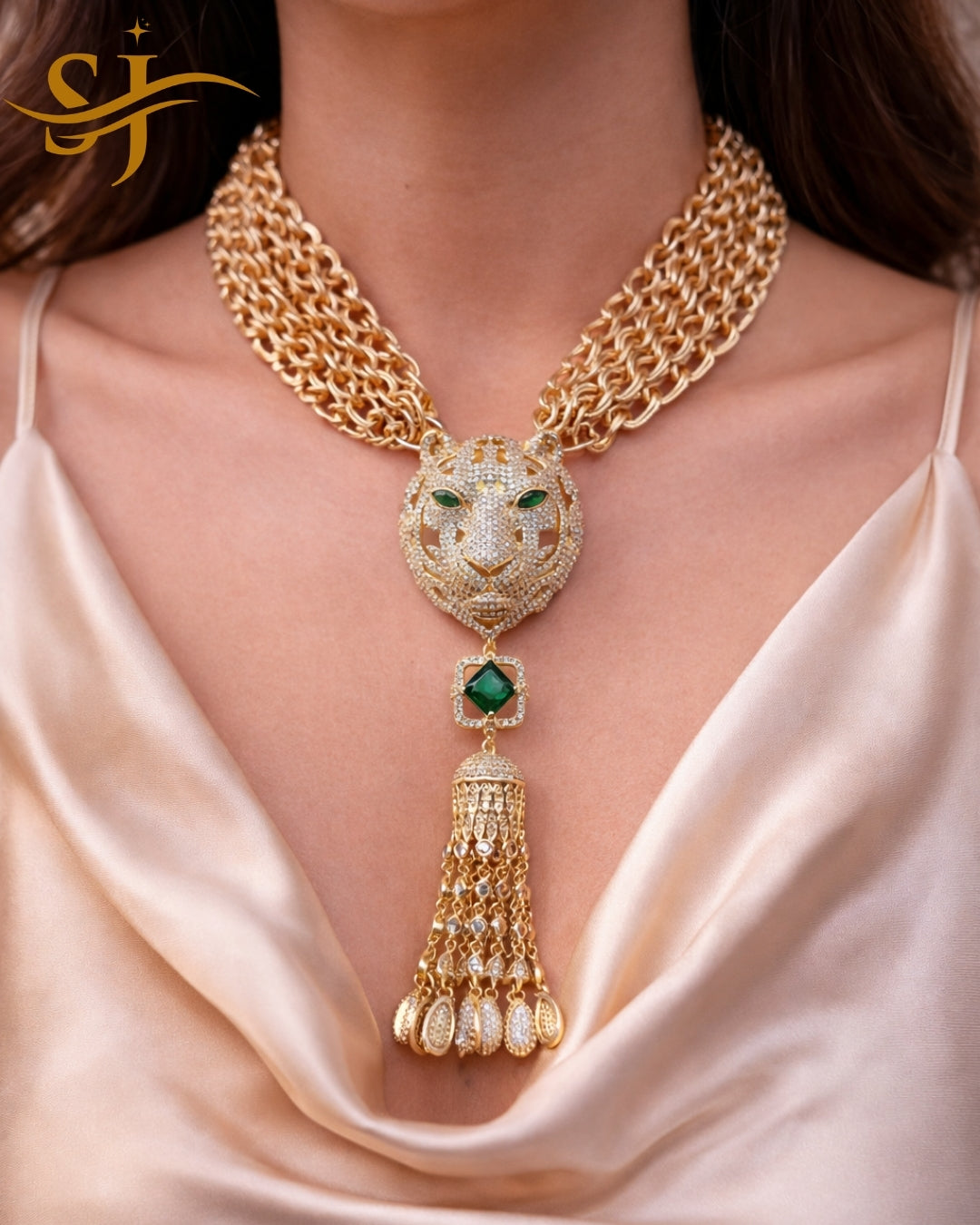 Royal Gold Tiger Tassel Choker – Sabyasachi-Inspired Premium Jewellery