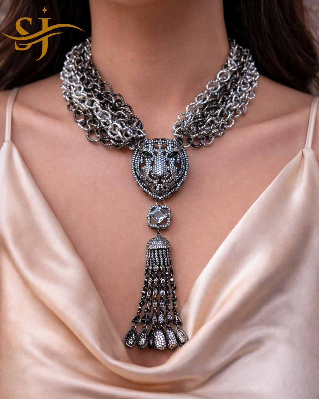 Royal Gold Tiger Tassel Choker – Sabyasachi-Inspired Premium Jewellery