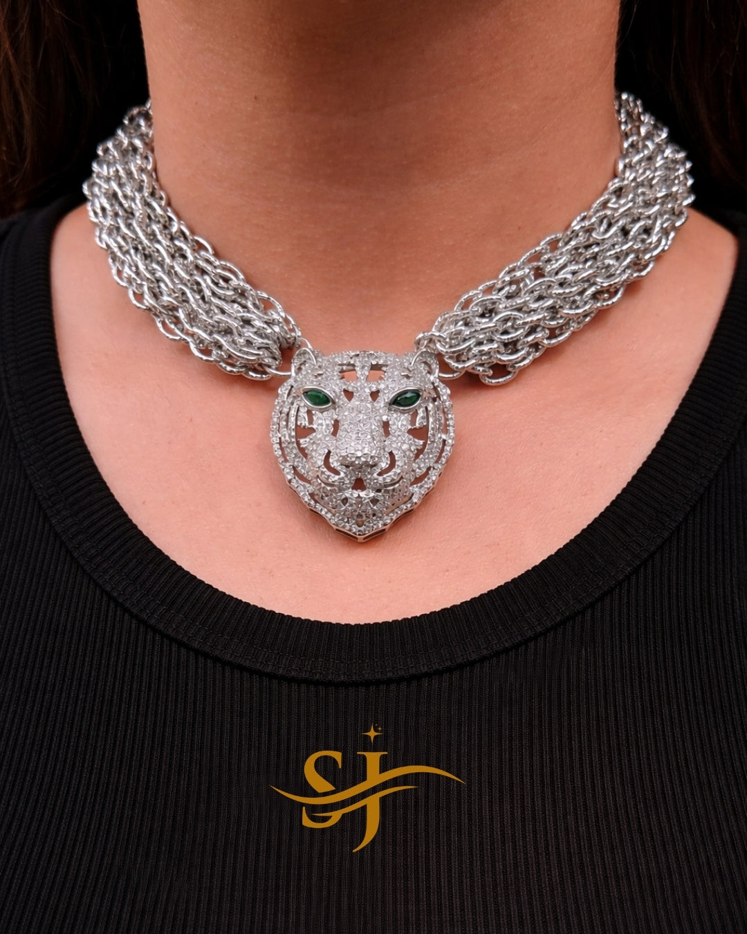 Royal Silver Tiger Chain Neckpiece – Sabyasachi-Inspired Premium Jewellery