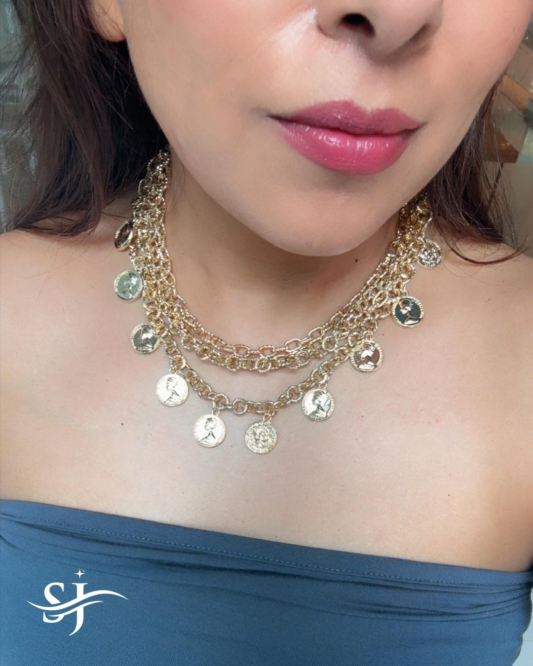 Luxury Layered Coin Choker Necklace for Women