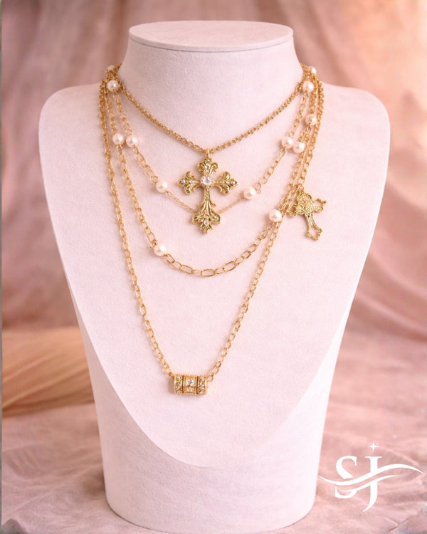Vintage Cross Layered Necklace