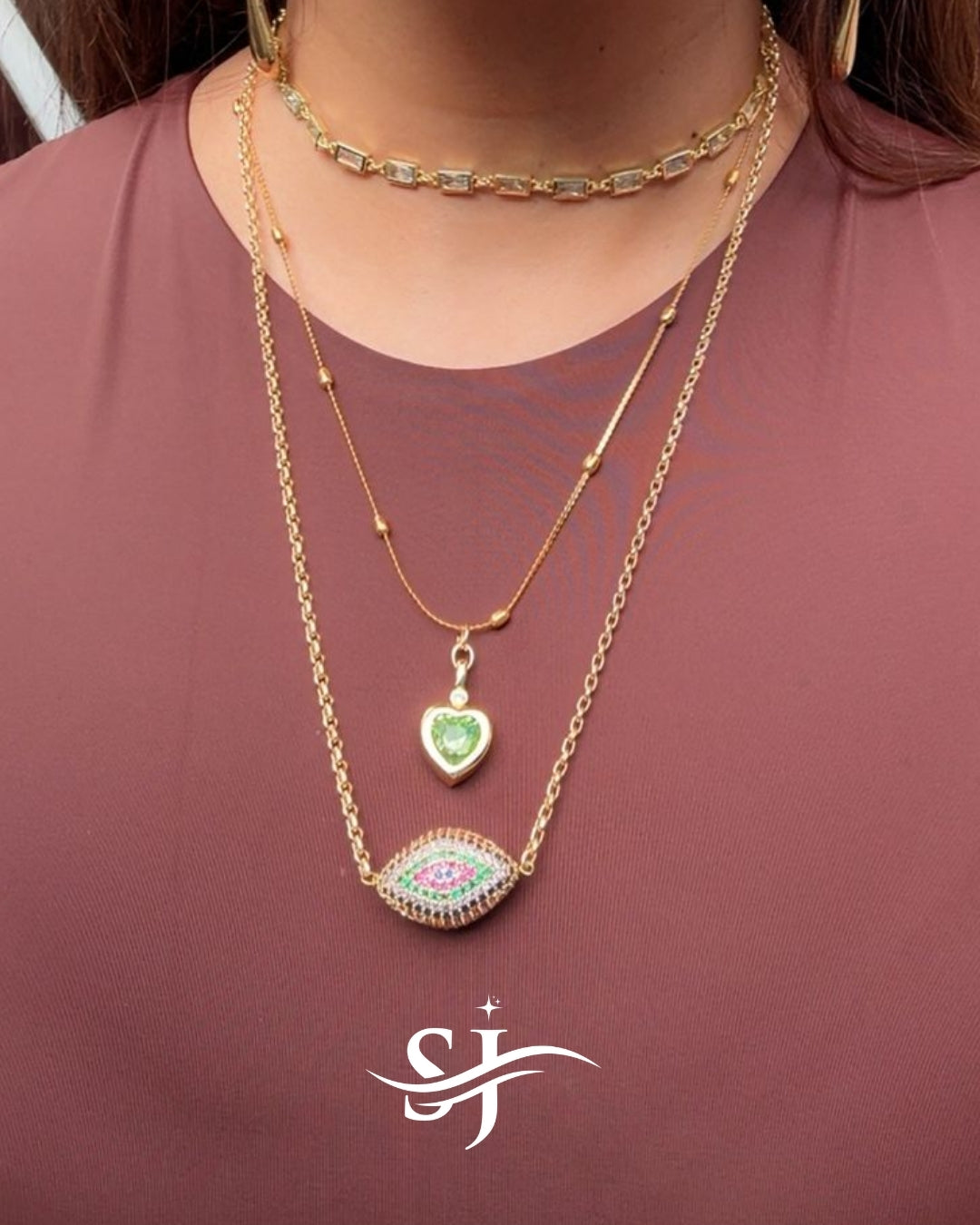 Evil Eye Heart Layered Necklace