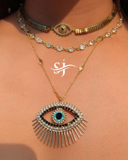 Layered Evil Eye Necklace Set