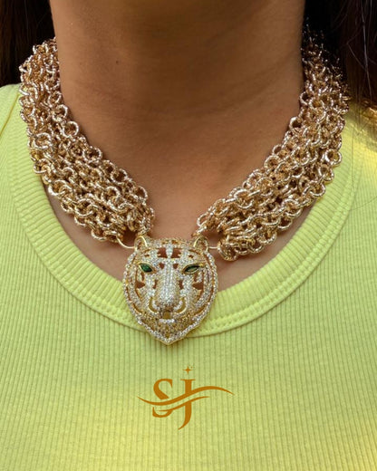 Royal Tiger American Diamond Choker – Sabyasachi-Inspired Premium Jewellery