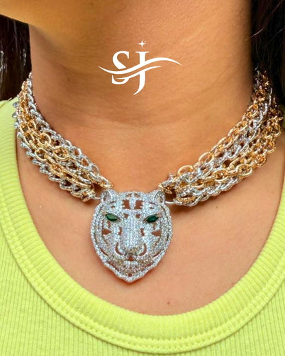 Royal Tiger American Diamond Choker – Sabyasachi-Inspired Premium Jewellery