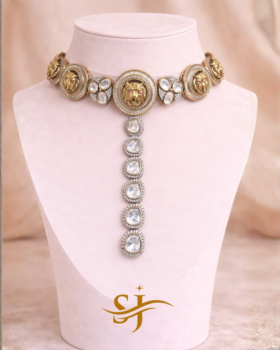 Lion Choker with Long Chain Set – Sabyasachi-Inspired Premium Jewellery