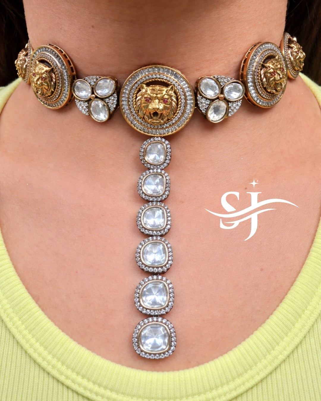 Lion Choker with Long Chain Set – Sabyasachi-Inspired Premium Jewellery