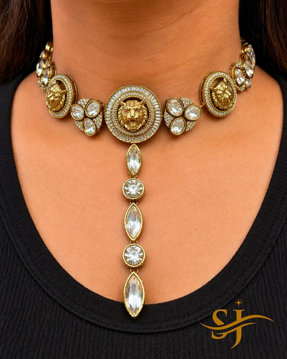 Royal Lion Choker Set with Earrings