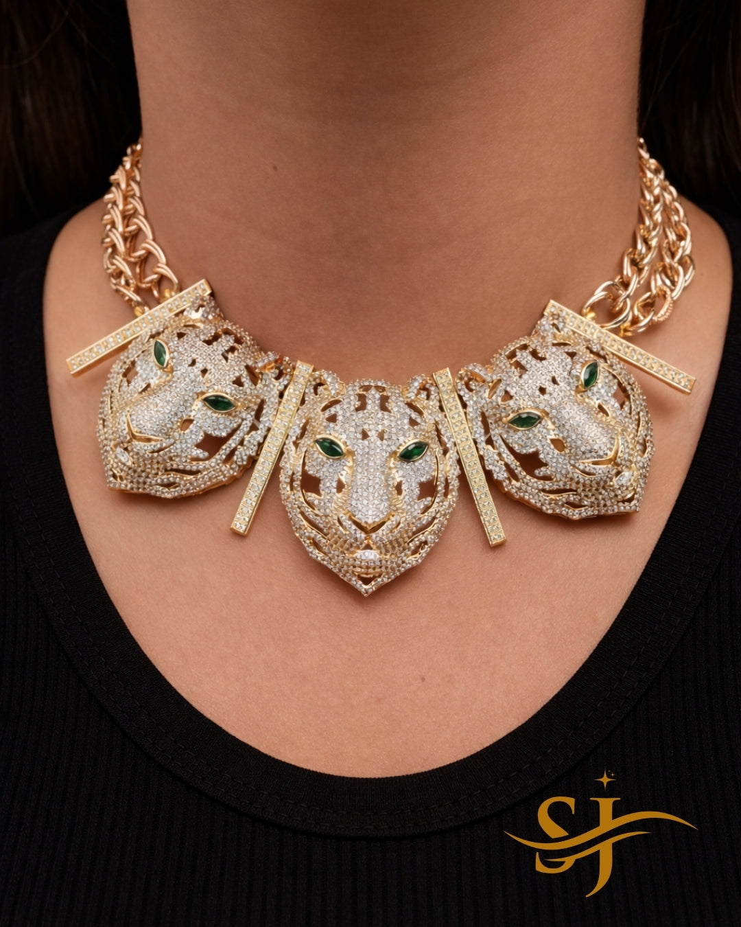 Royal Triple Tiger Silver Choker – Sabyasachi-Inspired Premium Jewellery