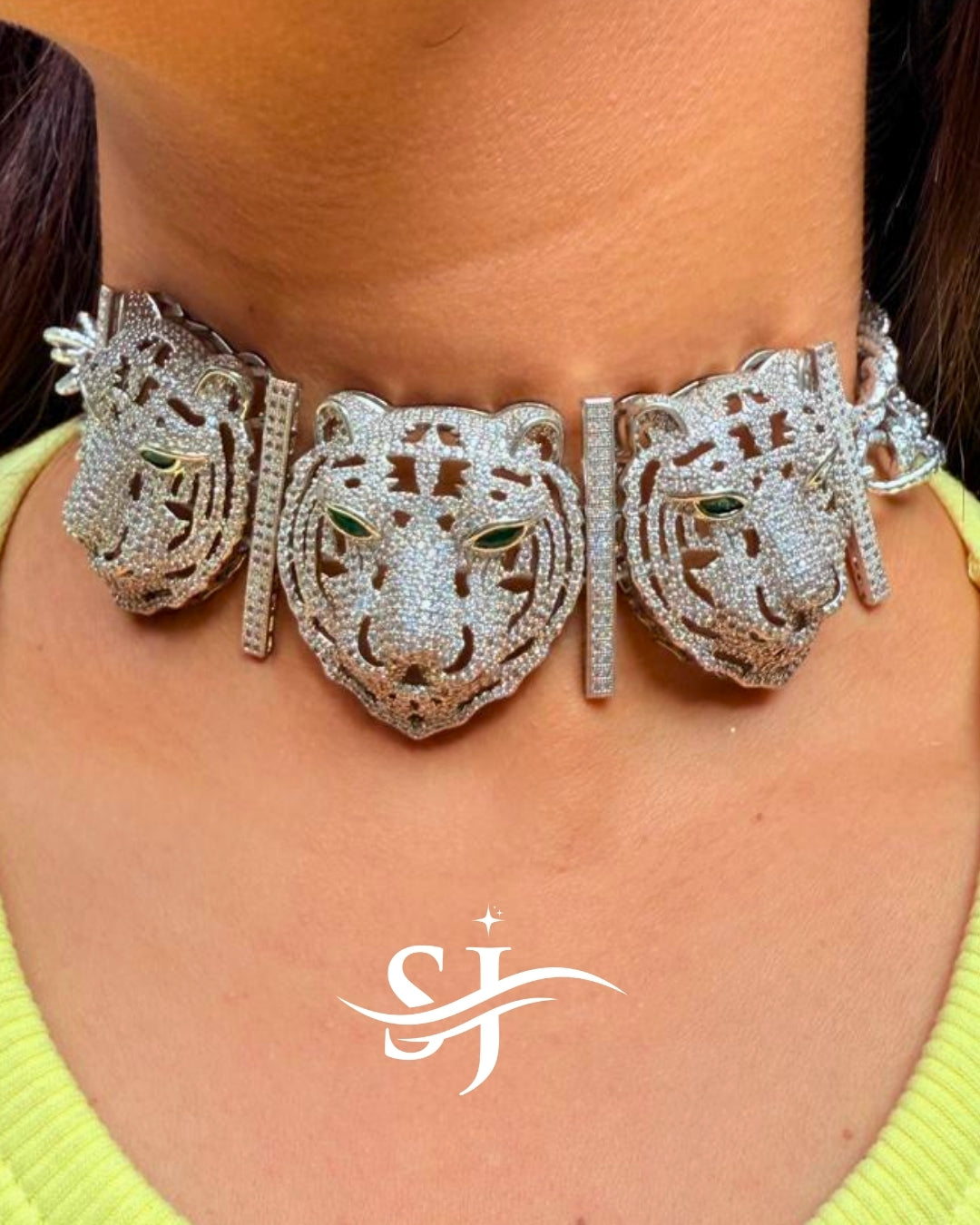 Royal Triple Tiger Silver Choker – Sabyasachi-Inspired Premium Jewellery