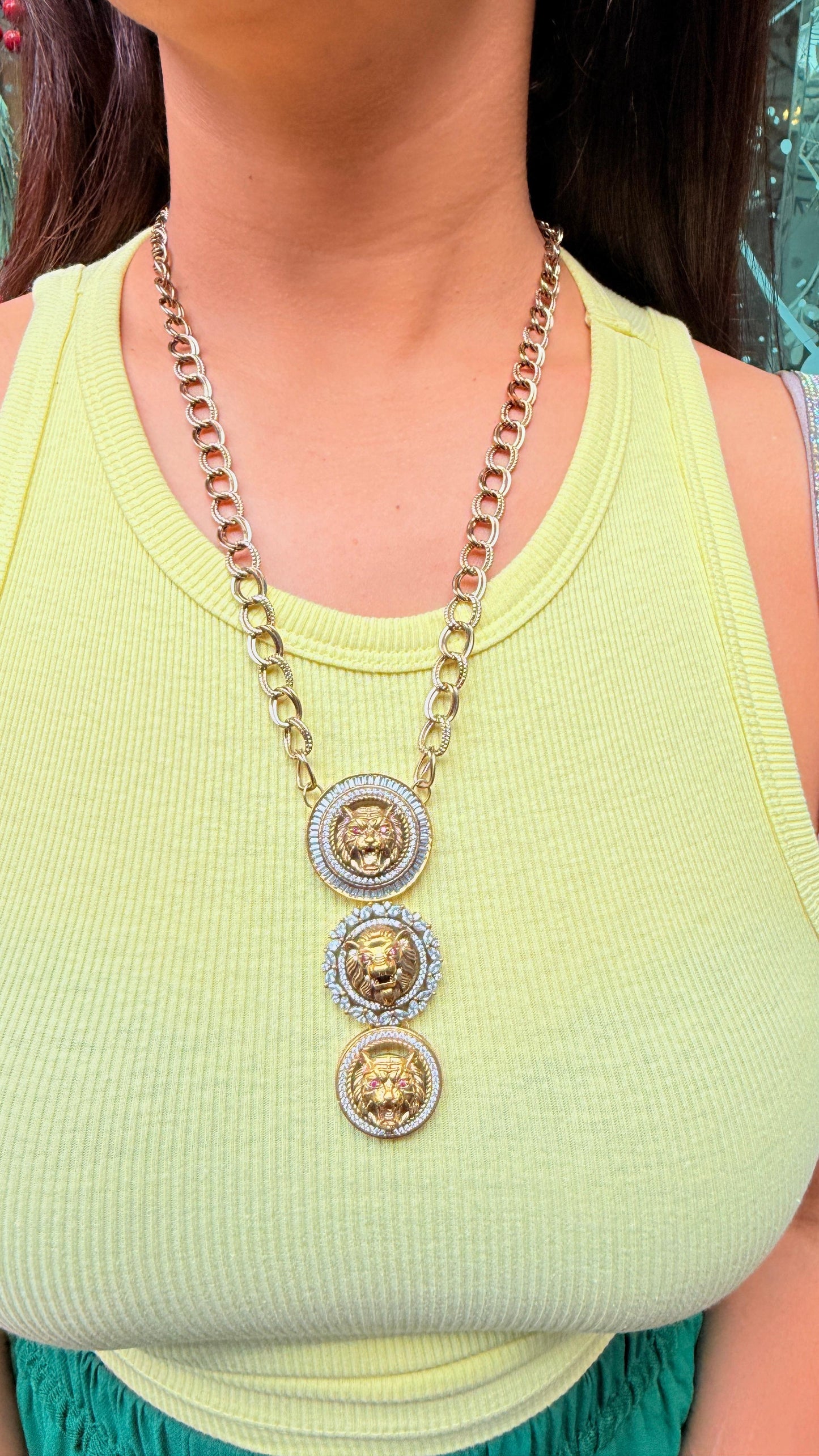 Triple Lion Medallion Chain – Sabyasachi-Inspired Premium Jewellery