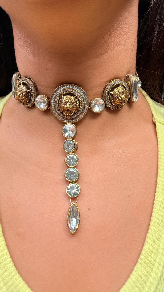Royal Lion Choker Set with Earrings