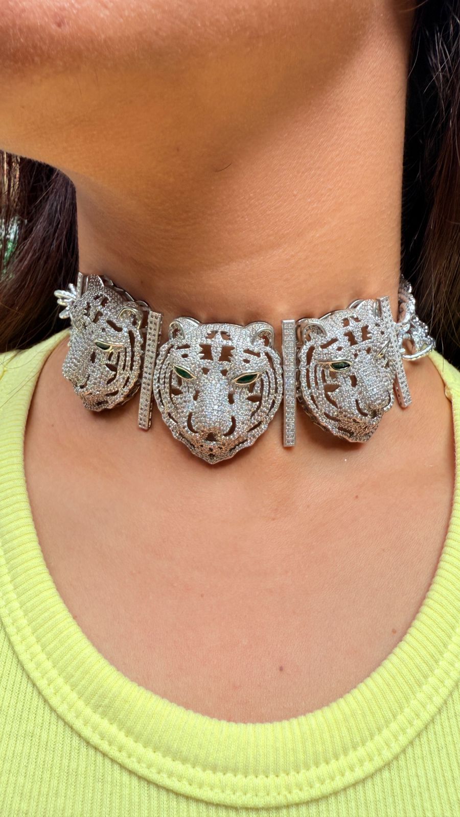 Royal Triple Tiger Silver Choker – Sabyasachi-Inspired Premium Jewellery