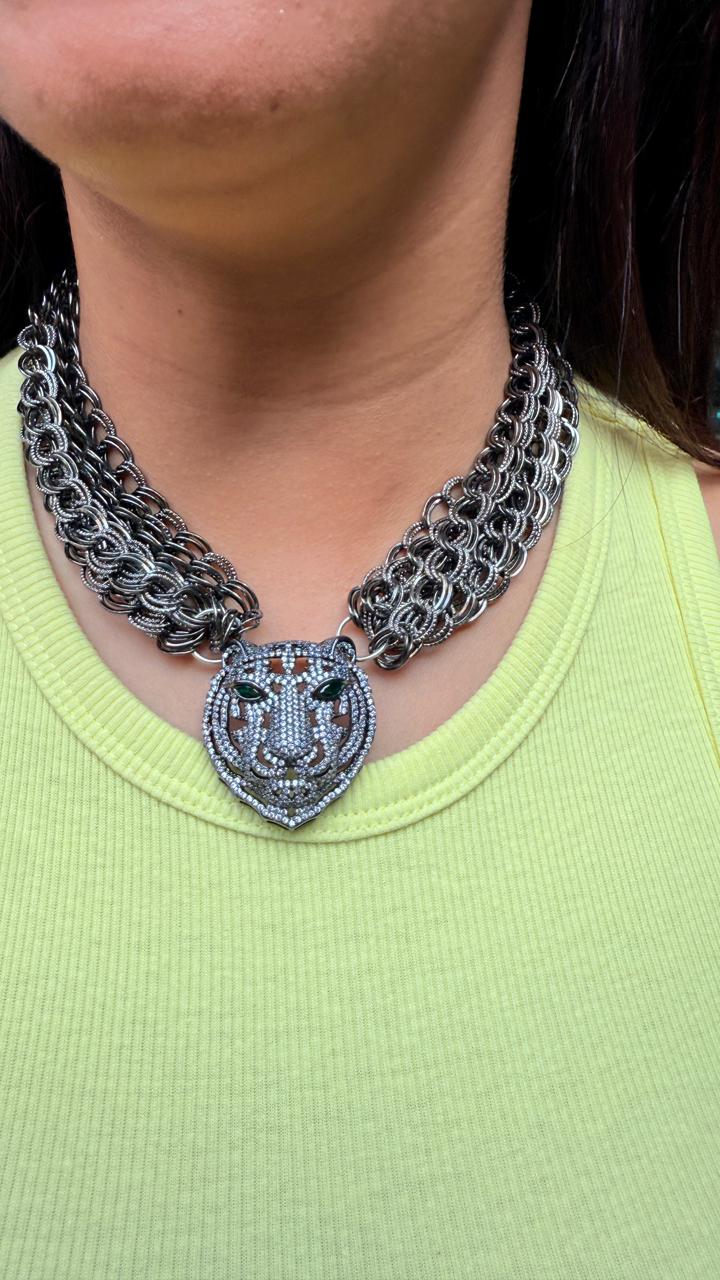 Royal Tiger American Diamond Choker – Sabyasachi-Inspired Premium Jewellery