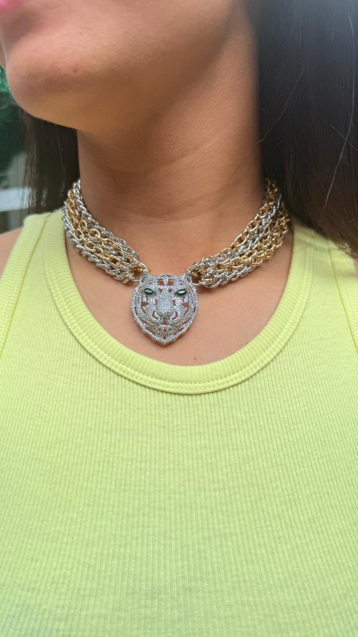 Royal Tiger American Diamond Choker – Sabyasachi-Inspired Premium Jewellery
