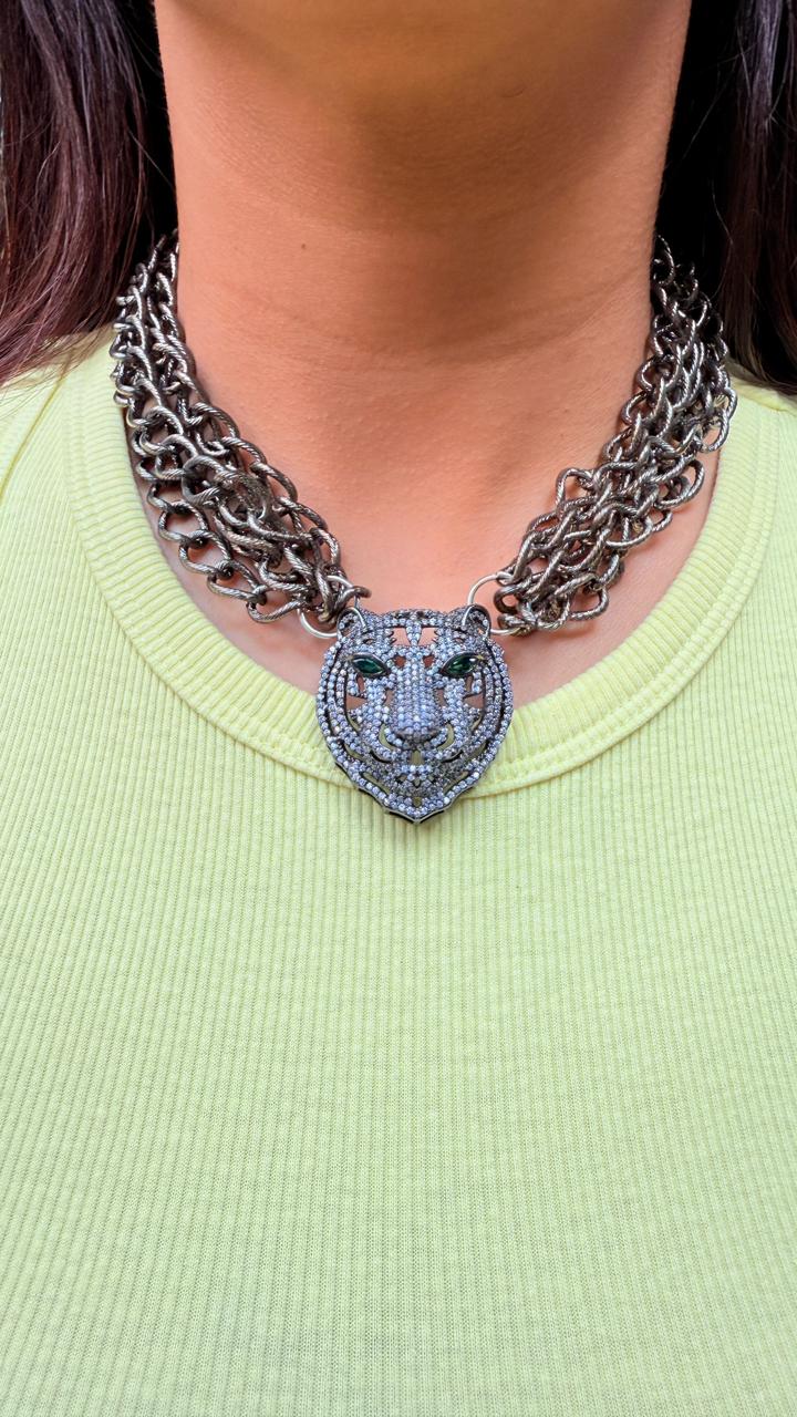 Royal Tiger American Diamond Choker – Sabyasachi-Inspired Premium Jewellery