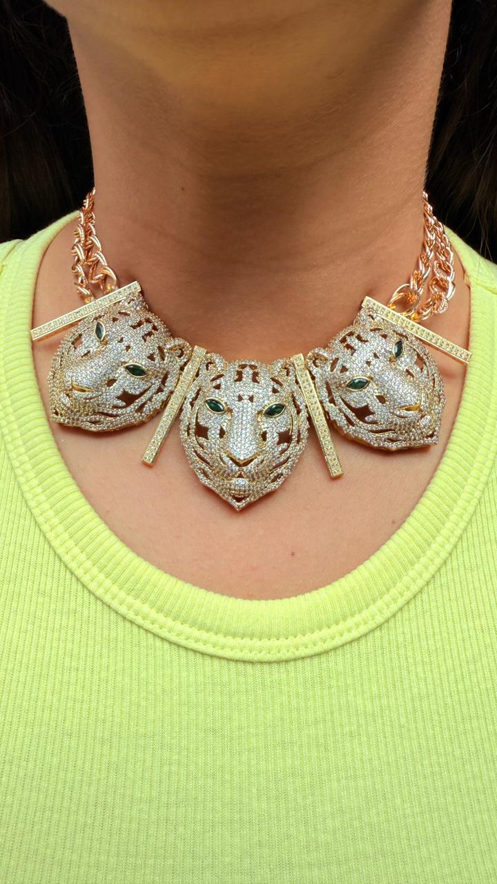 Royal Triple Tiger Silver Choker – Sabyasachi-Inspired Premium Jewellery
